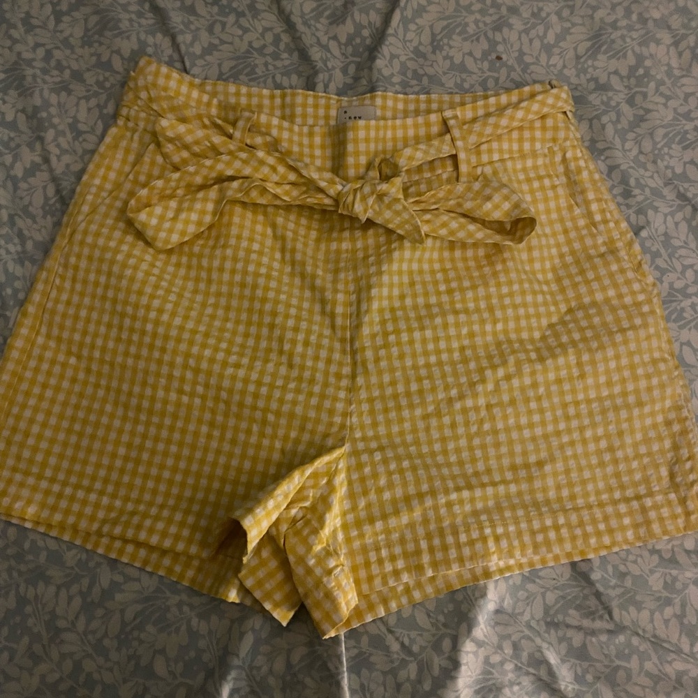 Yellow Gingham high waisted shorts
